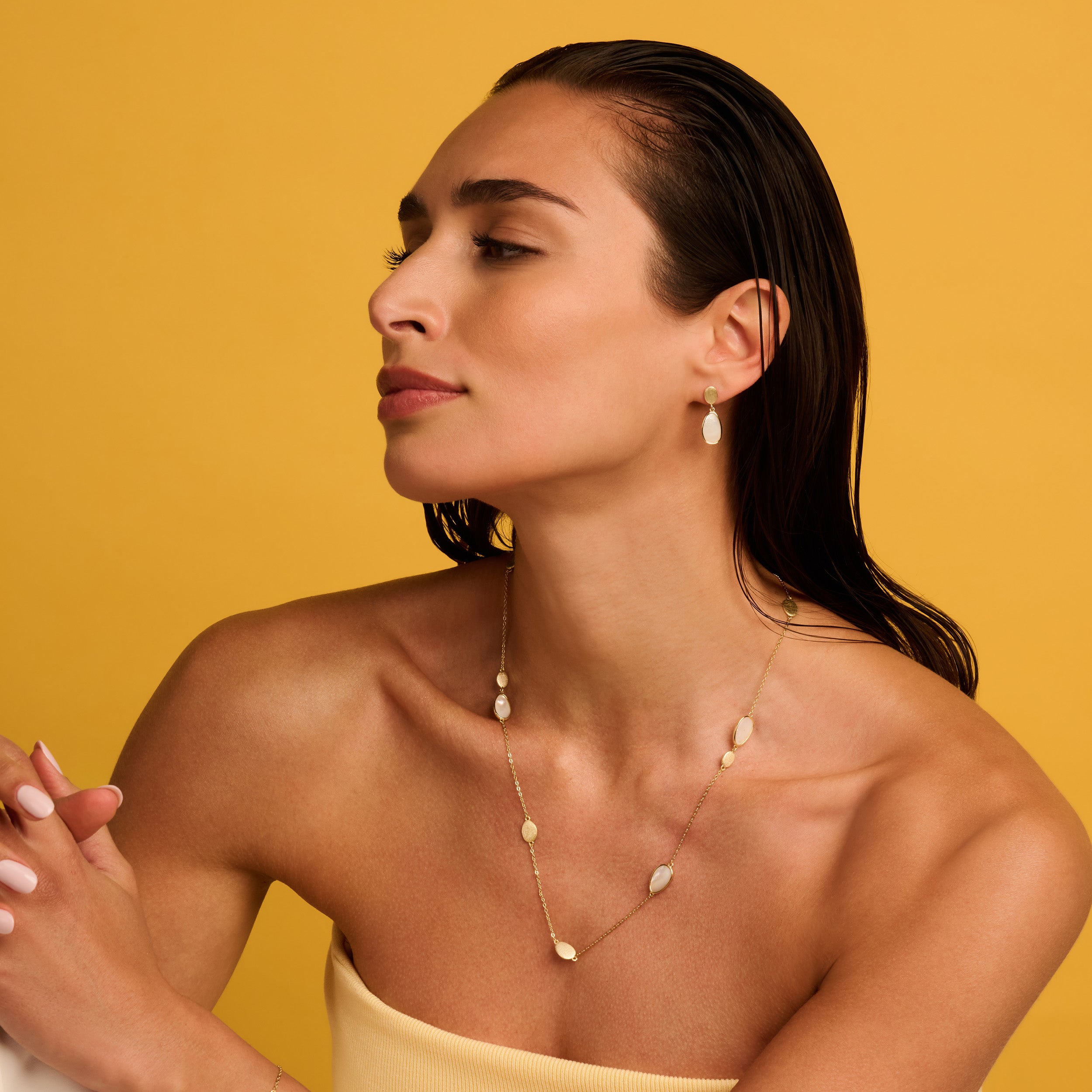 925 Sterling Zilveren Oorbellen voor Dames met Parelmoer – Organic Flow