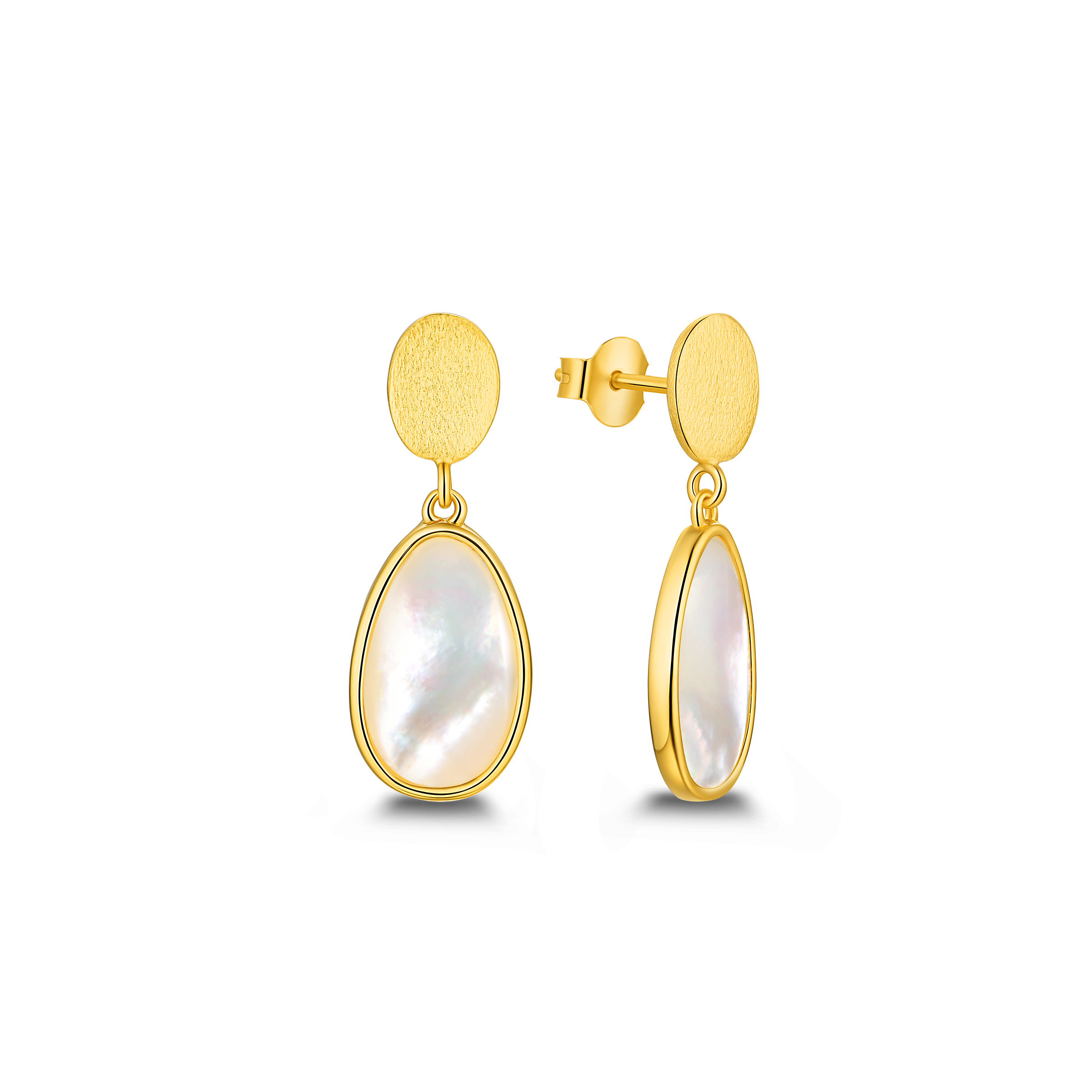 Boucles d'oreilles en argent sterling 925 pour femmes avec nacre – Flux organique