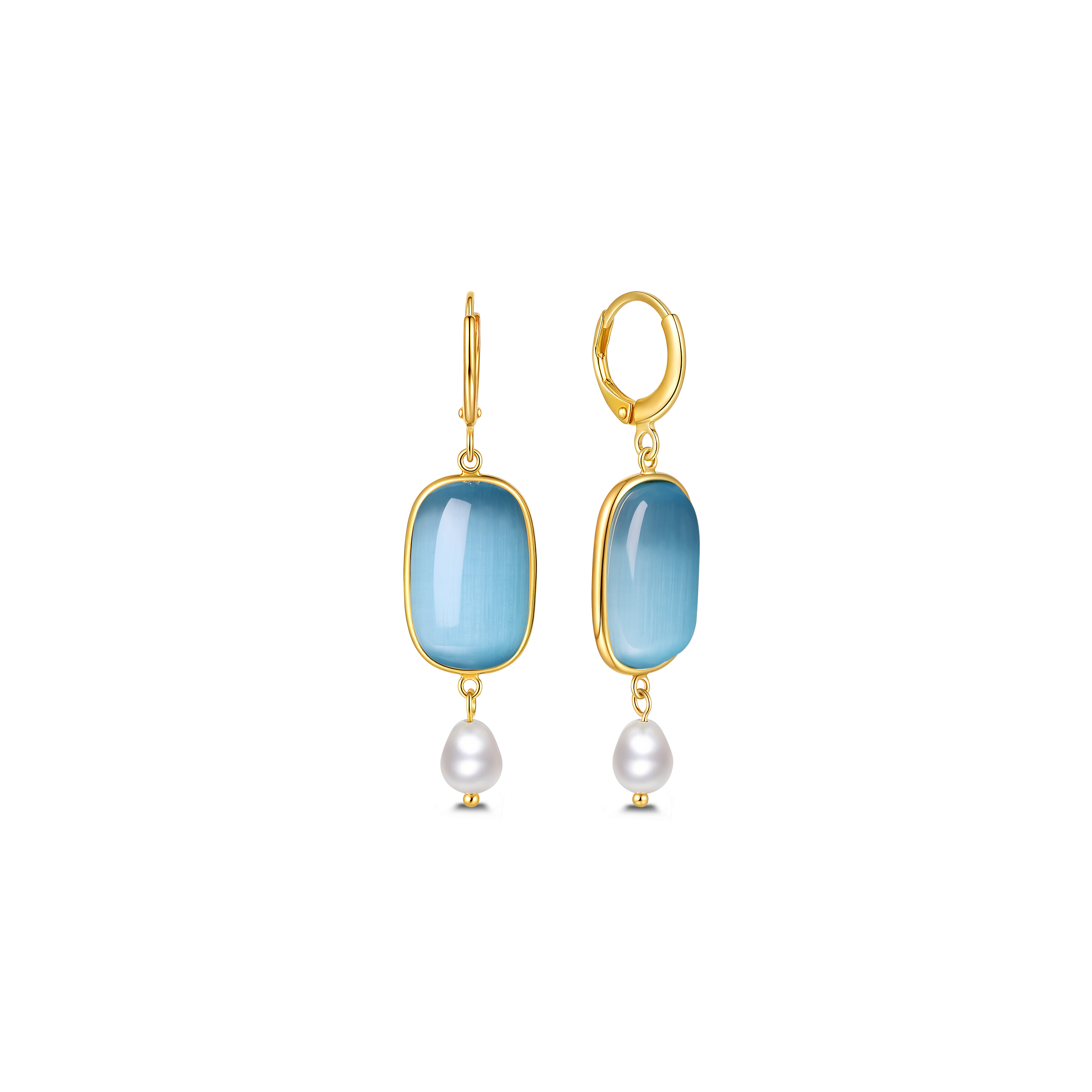 Boucles d'oreilles en argent sterling 925 pour femmes – Perles pastel