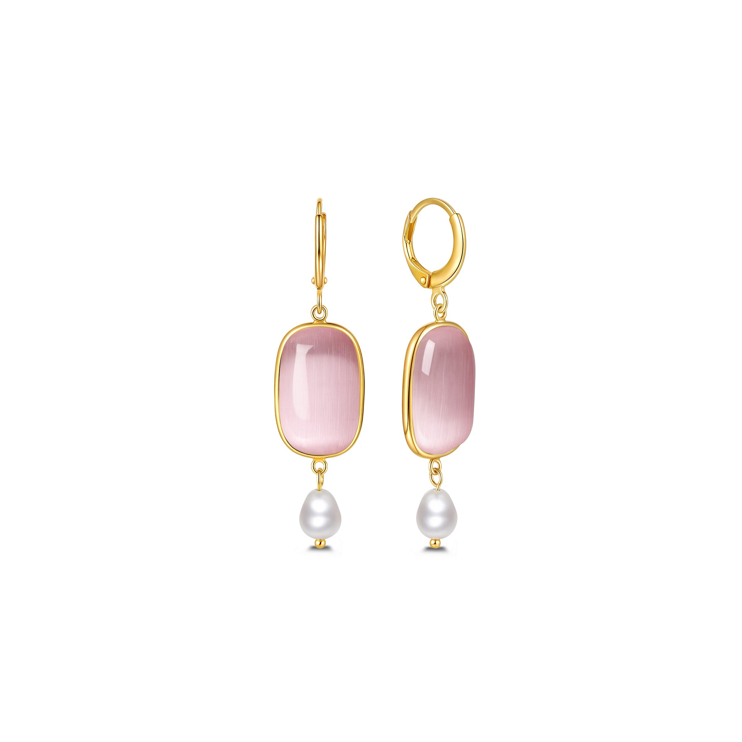 Boucles d'oreilles en argent sterling 925 pour femmes – Perles pastel