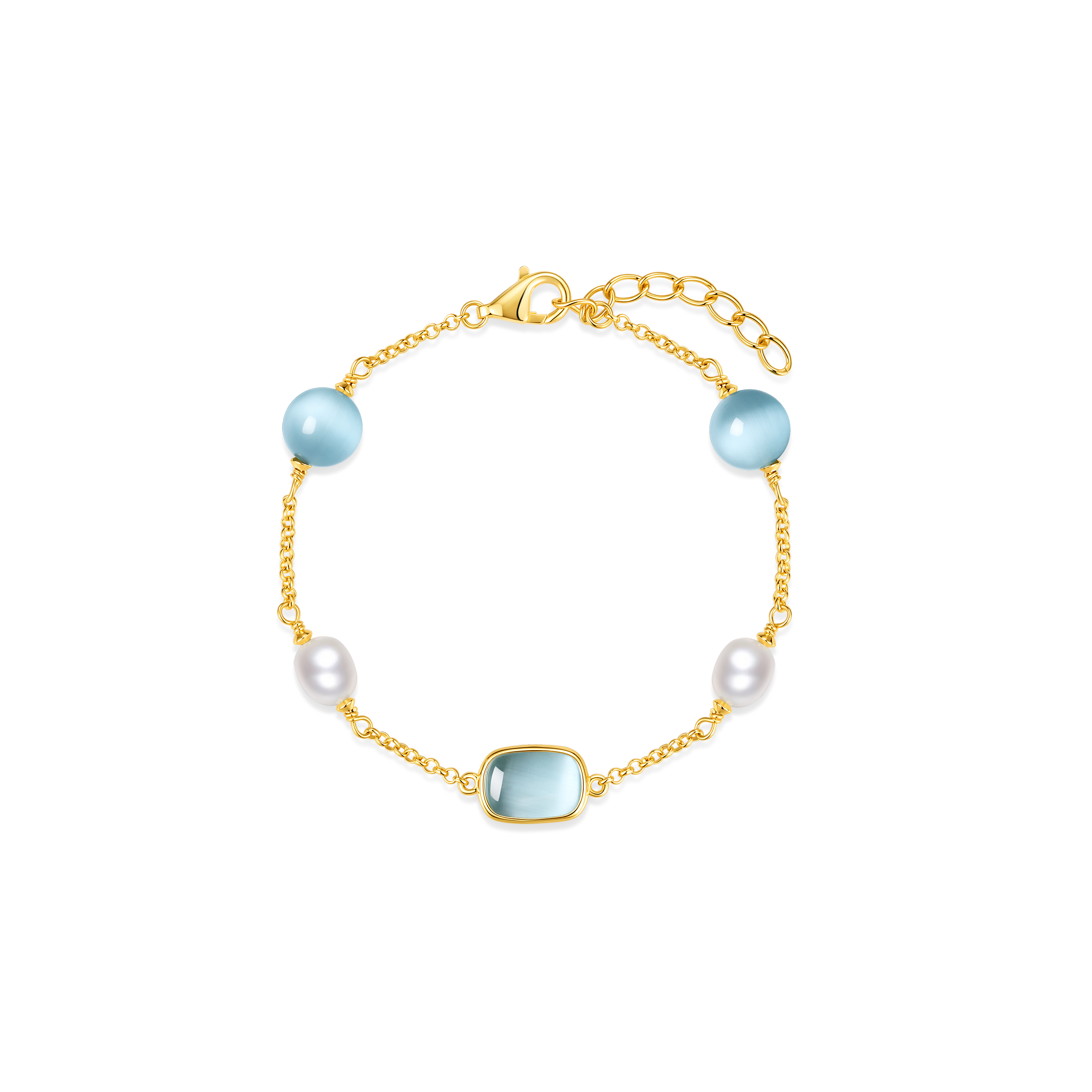 Bracelet en argent sterling 925 pour femme – Perles pastel