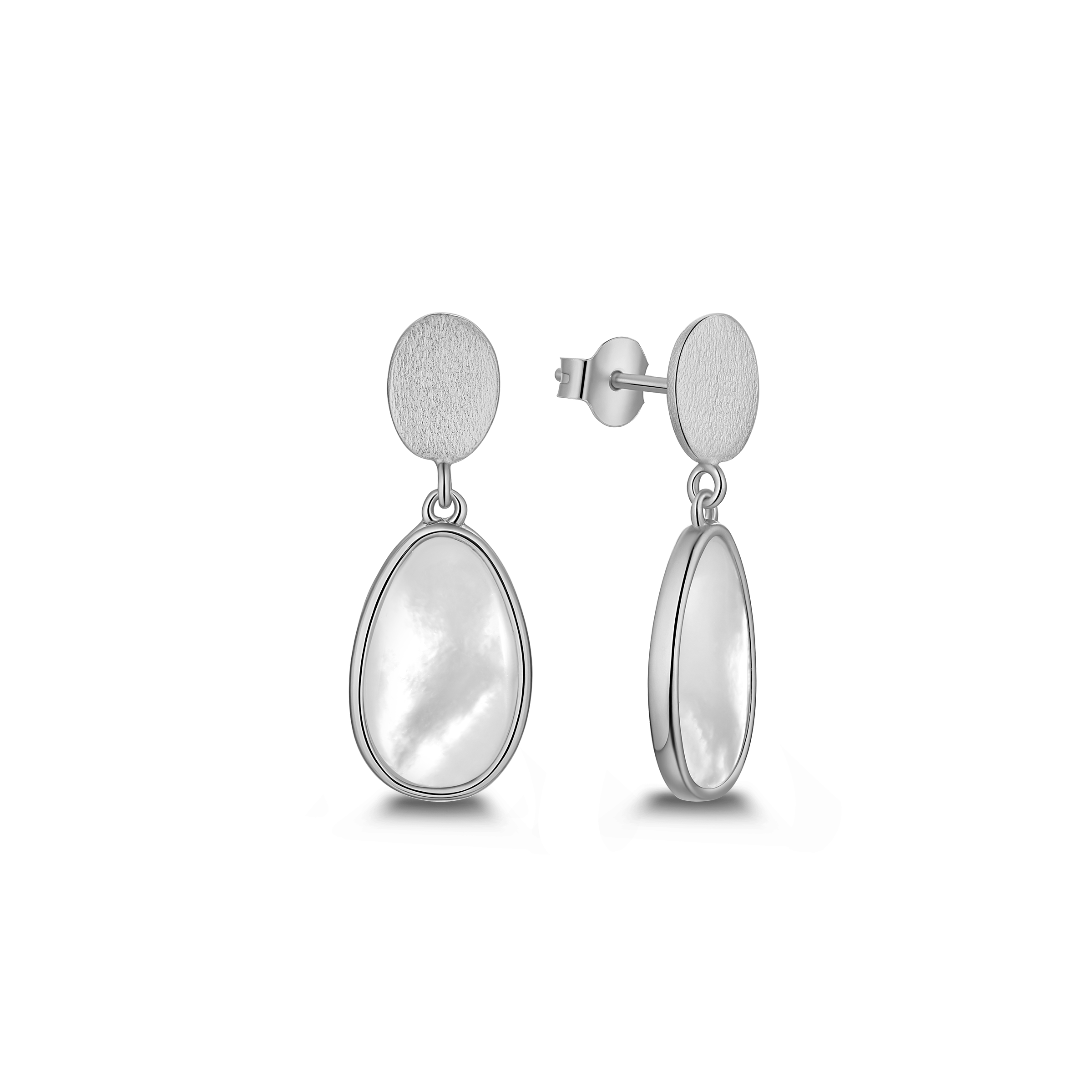 Boucles d'oreilles en argent sterling 925 pour femmes avec nacre – Flux organique
