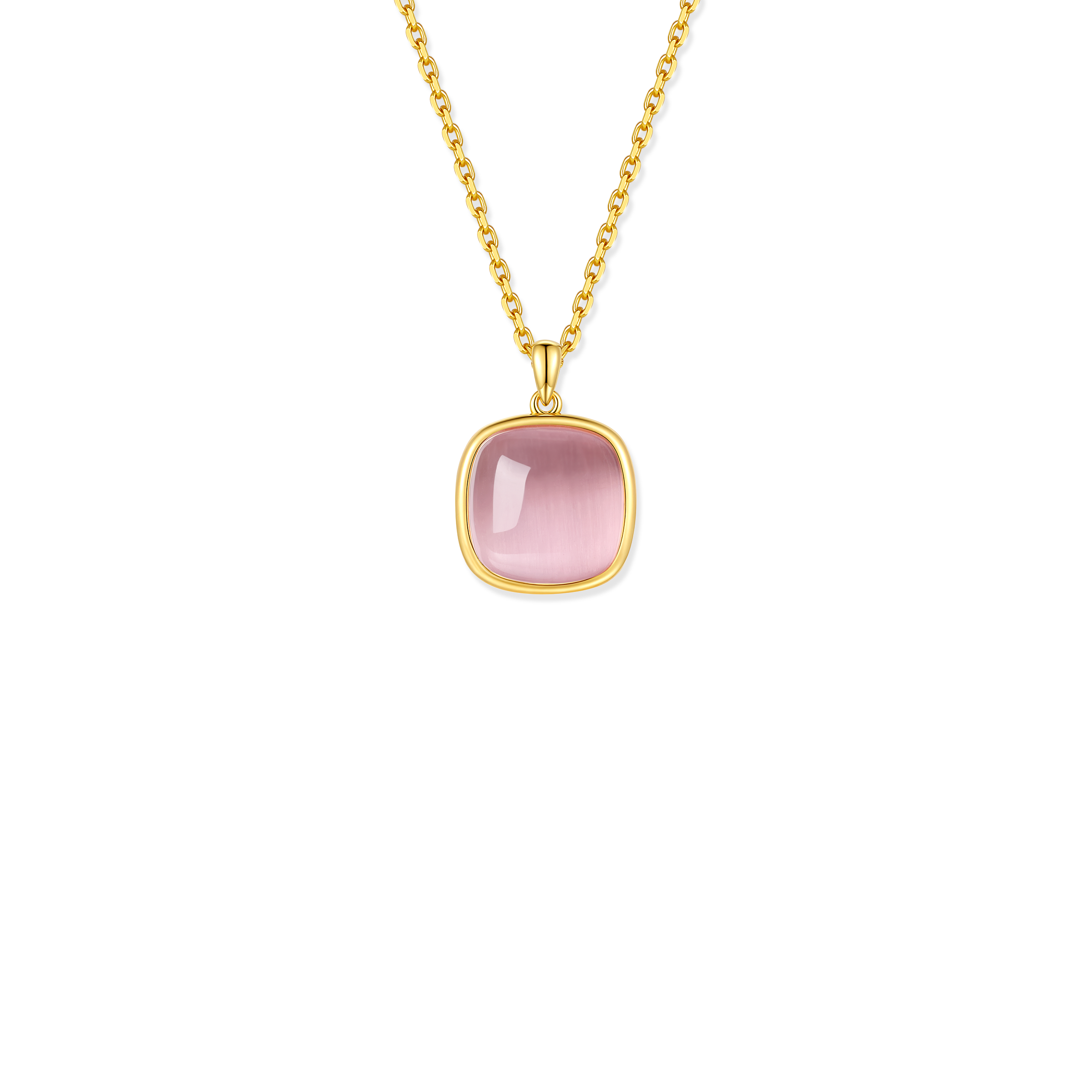 Collier en argent sterling 925 pour femme – Rose poudré